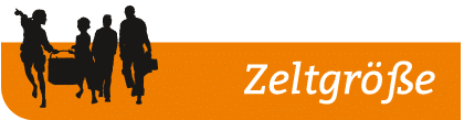 Bild: verschiedene Personen; Text: Zeltgröße