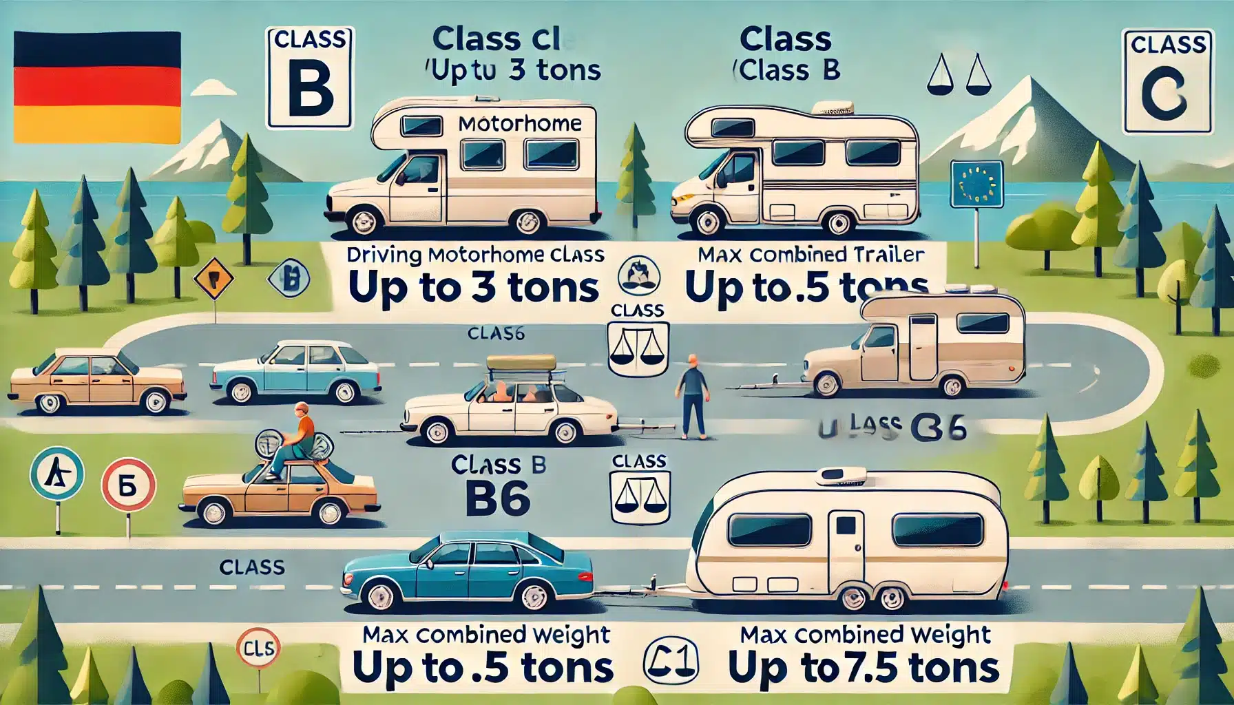 DALL·E 2025-03-25 13.21.37 - An informative and visually engaging illustration explaining which driver's license class is needed for driving motorhomes (Wohnmobile) and travel tra